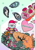 Festin de No&euml;l avec Santa et d&eacute;lices marins